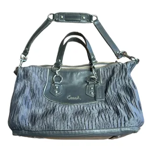 COACH • Ashley Gathered Sateen/Leather Grey Satchel Bag Purse • F20084 thumbnail 1