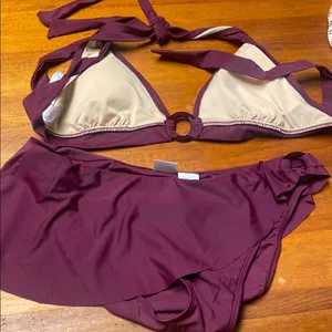 Elegant Purple Triangle Bikini Set Swim Size XL thumbnail 3