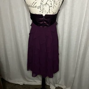 Women's Size 6 Xscape by Joanna Chen Strapless Satin Chiffon Dress in Eggplant thumbnail 4