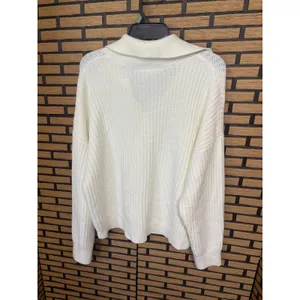 Time‎ And Tru Cream Ribbed Polo Sweater Size Xl thumbnail 2