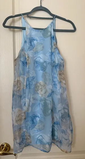 Light Blue Floral Mini Dress thumbnail 1