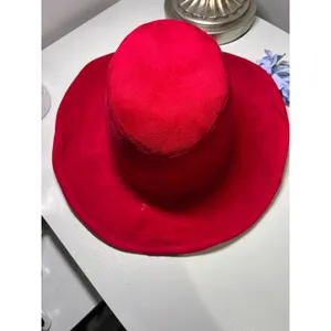 Something Special LA Red Faux Suede Wide Brim Sun Hat‎ Fedora Boho Chic thumbnail 3