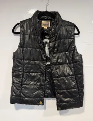 Converse‎ Women's Black Quilted Puffer Vest with Snap Front thumbnail 1