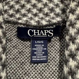 Houndstooth Sweater Vest Shawl Collar Gray L Button Up Preppy Academia Chaps thumbnail 2
