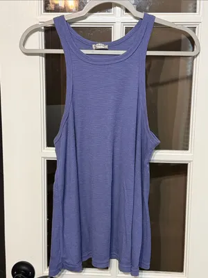 FREE PEOPLE Long Beach Ribbed Lilac Tank Top Size S Boho thumbnail 3