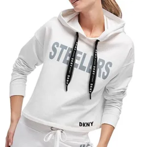 DKNY Sport Pullover Hoodie Pittsburg Steelers Maddie Crop White Size Large thumbnail 1