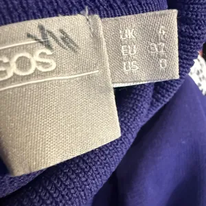 Asos sweater Royal Blue Knit Mockneck Ruffle Colorful Design Varsity red gold thumbnail 5