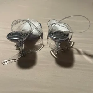 Silver and clear 3 inch heels with square toe and open back Size 8 thumbnail 2