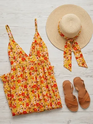 Arizona Jeans Floral Sundress XL • Boho Yellow Maxi Dress thumbnail 4