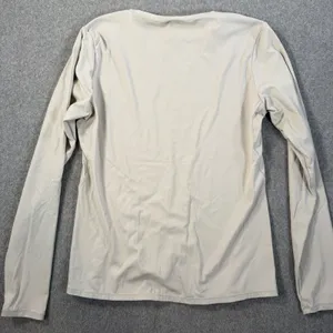 Yogalicious Women's Large Zenly Zena Long Sleeve Activewear Top Tan Crew Neck thumbnail 8