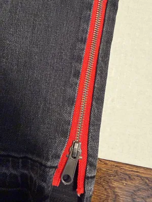 Revice Denim Black High Waisted Skinny Jeans with Red Side Zippers thumbnail 3