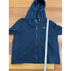 Tommy Jeans Zip Up Hoodie Womens Navy Waffle‎ Knit Thermal Flag Logo M thumbnail 4