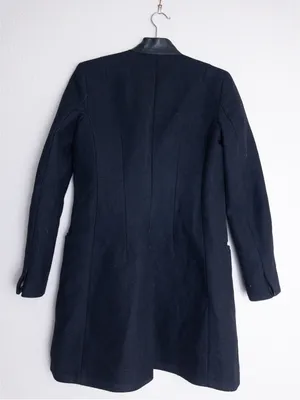 AllSaints Lorie Wool Long Coat 2 Ink Black Slim Fit Single Breasted Leather thumbnail 7