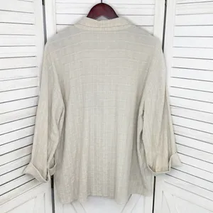 Zara Crinkled Look Slouchy‎ Blazer Tan Medium Linen Blend Double Breasted thumbnail 9