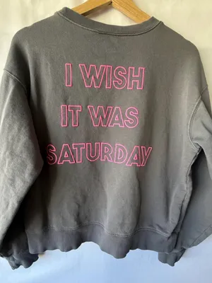 WILDFOX Charcoal Pullover Sweatshirt with Pink Heart Graphic thumbnail 3