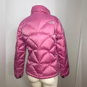 The North Face Pink Goose Down Puffer Winter Ski Snow Quilted Lined Jacket 550 thumbnail 2