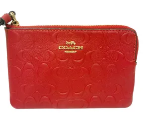 Coach Electric Red Leather Wristlet Corner‎ Zip Wristlet 67555 Wallet thumbnail 1