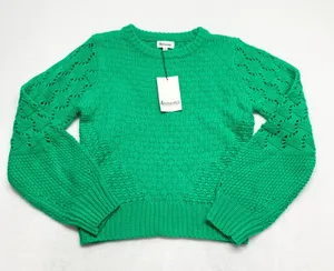 &merci Pointelle‎ Knit Crewneck Sweater Womens Size M Green MSW10084 Chunky thumbnail 1