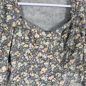 ASTR The Label Size-M Crop Top Brown Peach Floral Smocked Corset thumbnail 12