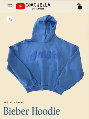 Coachella Exclusive Skylrk ‘BIEBER’ Hoodie - Blue, Sz Small thumbnail 4