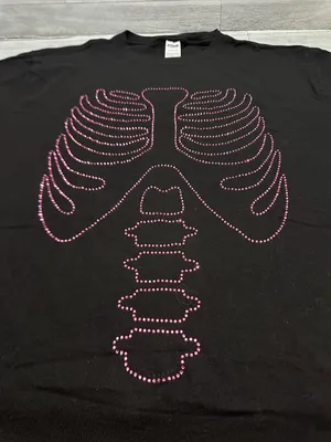 PINK Victoria's Secret Black Tee with Pink Studded Ribcage Graphic L thumbnail 3