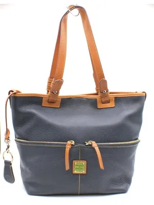Dooney and Bourke Dillen Navy Pebble Leather Double Pocket Convertible Shopper thumbnail 1