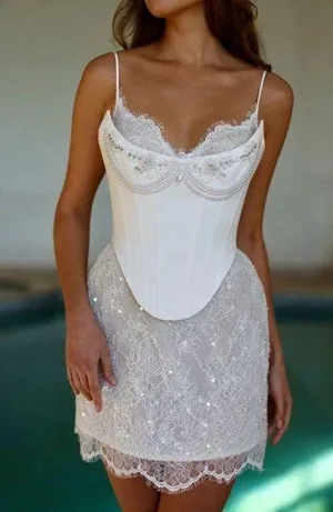 ROSIE ETIENNE SOPHIE White Lace Corset Dress thumbnail 1