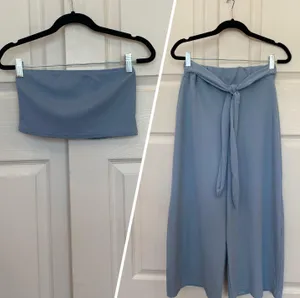 Boohoo Sky Blue Tie-Waist Co-ord Culotte Pant Set thumbnail 10