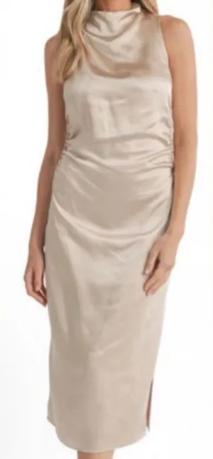 Lush Satin Mock-Neck Midi Dress - NWT - Size L thumbnail 1