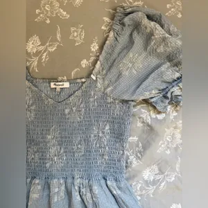Madewell Gray blue floral dress thumbnail 3