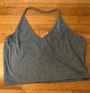 Cider grey ribbed halter top- thumbnail 1