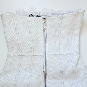 Retrofête Amberly Leather‎ Dress in Optic White Size M NWT Snakeskin Mini Lace thumbnail 9