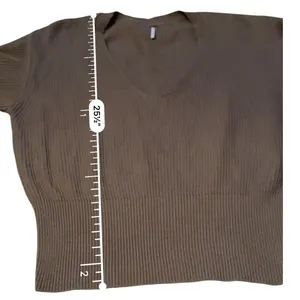 Free People Allure‎ Sweater Small Brown Oversized Deep V Neck Ribbed Knit Boho thumbnail 11