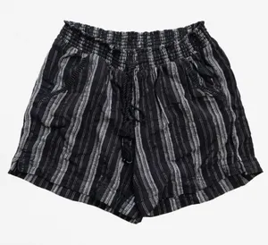 Briggs Womens Black White Striped Smocked Waist Tassel‎ Shorts Size M thumbnail 1