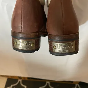 UGG Cream and Brown Heeled Boots vintage Australia Ugg women tall boots thumbnail 3