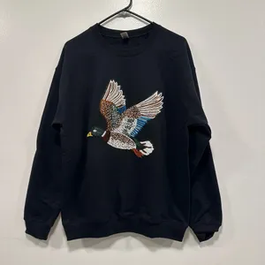 Gildan Duck hunting sweatshirt! Glitter sequin mallard duck sweater size medium thumbnail 5