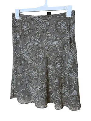 Vintage Compagnie Internationale Express Paisley Midi‎ Skirt Taupe Gray Size M thumbnail 1