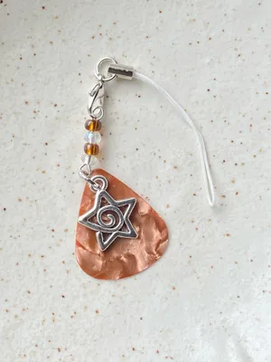 Handmade y2k goth style star swirl guitar pick phone strap/bag charm/keychain/display🌟🤎 thumbnail 2