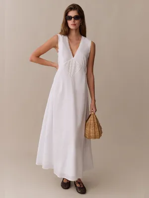 NWT Few Moda Sonnet Maxi Dress size Medium M cotton white Kourt thumbnail 5