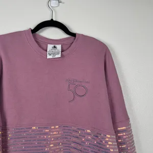 Disney Womens 50th Anniversary Spirit Jersey Purple Sequin Sz M thumbnail 3