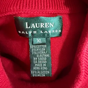 Lauren Ralph Lauren red nautical crest mock neck sweater gold button detail XL. thumbnail 7