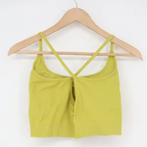 Puma Womens Ribbed Seamless Sports Bra Lime Green Cross Back Size L thumbnail 5