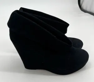 Kelsi Dagger black wilma foldover platform wedge slip on booties comfort size 9 thumbnail 1