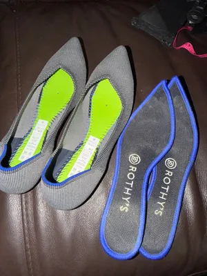 Rothy's Pointed Knit Flats in Navy and White Herringbone thumbnail 7