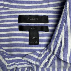 J.Crew Boy Fit Blue White Striped Button Up Shirt Size 00 Cotton Stretch thumbnail 10