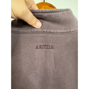 Aritzia TNA Cozy Fleece Boyfriend 1/4 Zip Sweatshirt Mauve Purple Large 116267 thumbnail 3