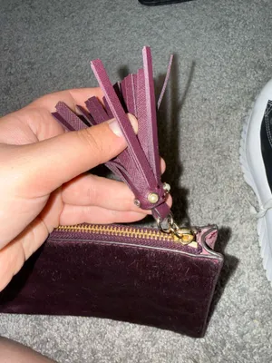 Kate spade burgundy cowhide zip clutch with tassel thumbnail 2