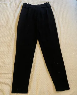 Black Taper Trousers With Tie Waist thumbnail 7