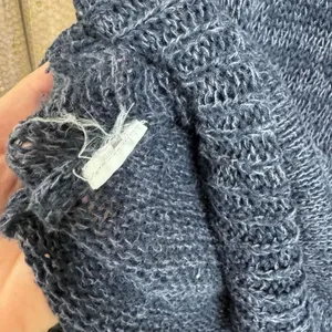 Vintage Abercrombie & Fitch Navy Blue Knit Distressed Boho Grunge Sweater XS/S thumbnail 9
