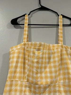 Forever 21 Yellow White Checkered Sleeveless Dress Large L NEW thumbnail 2